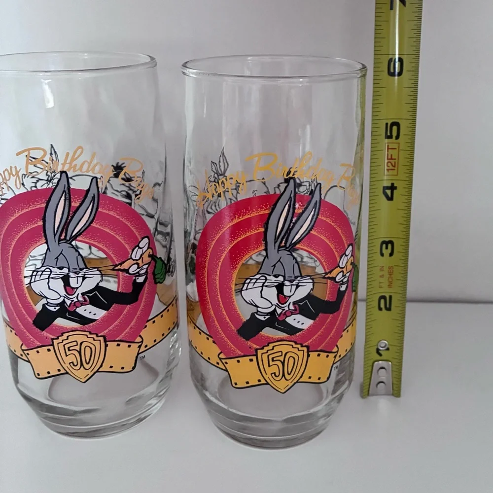 1990 Happy Birthday Bugs 50th Anniversary Collectible Glassware Warner Bros
